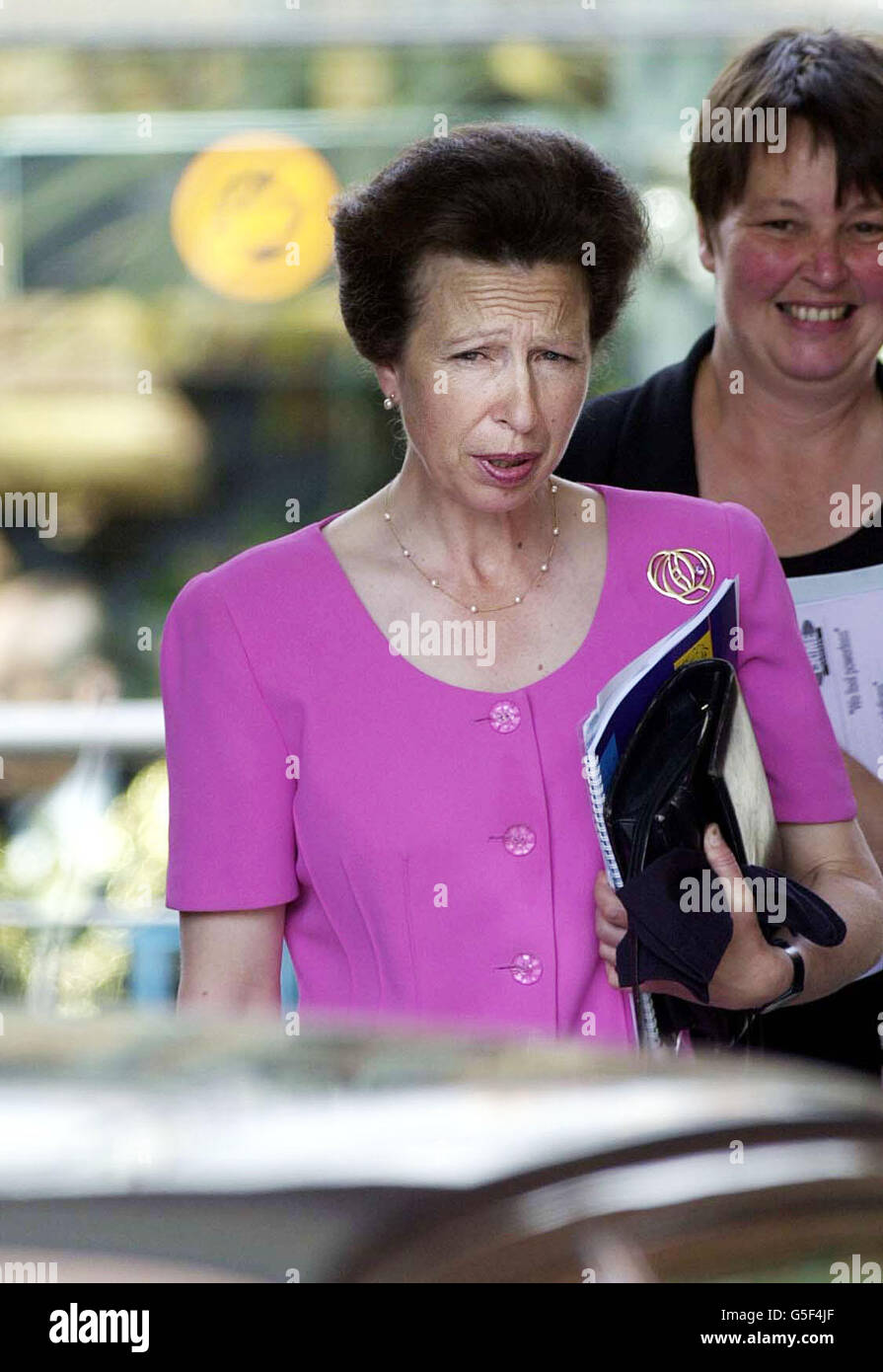 The Princess Royal, daughter of Britain's Queen Elizabeth II, departs after her visit to a conference on neighbourhood safety in Austins Court, Cambridge Street, Birmingham. The Princes is President of the Patrons of the charity Crime Concern . Stock Photo