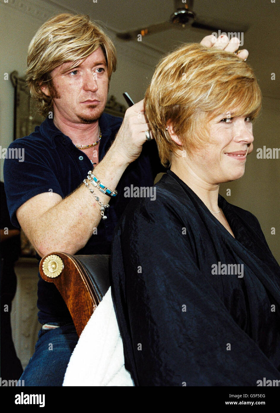 Radio 1 DJ Emma B with celebrity hairdresser Nicky Clarke in his salon in London, as she goes blonde as part of Body Essentials Week on Radio 1. A special week of Radio 1 DJ Emma B with celebrity hairdresser Nicky Clarke in his salon in London, as she goes blonde as part of Body Essentials Week on Radio 1. A special week of