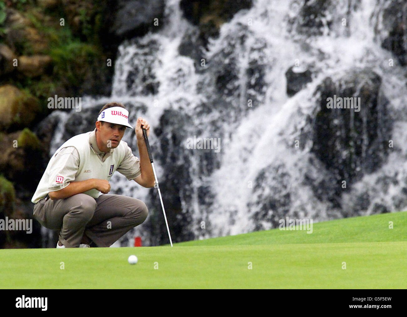 Ireland's Padraig Harrington lines up his putt on the 14th green during the Smurfit European Open Golf Championship at the K. Club Co. Kildare, Ireland. Stock Photo