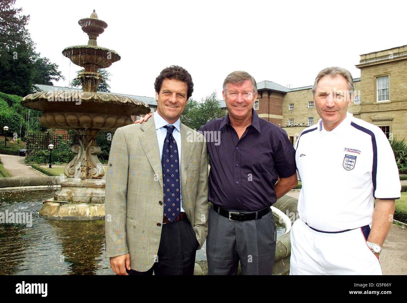 AS Roma coach Fabio Capello (left), Manchester United manager Sir Alex Ferguson and FA Technical Director Howard Wilkinson (right) at the first UEFA Pro Licence course at De Vere Oulton Hall Hotel, Leeds. Capello and Ferguson were among the speakers at the course. Stock Photo