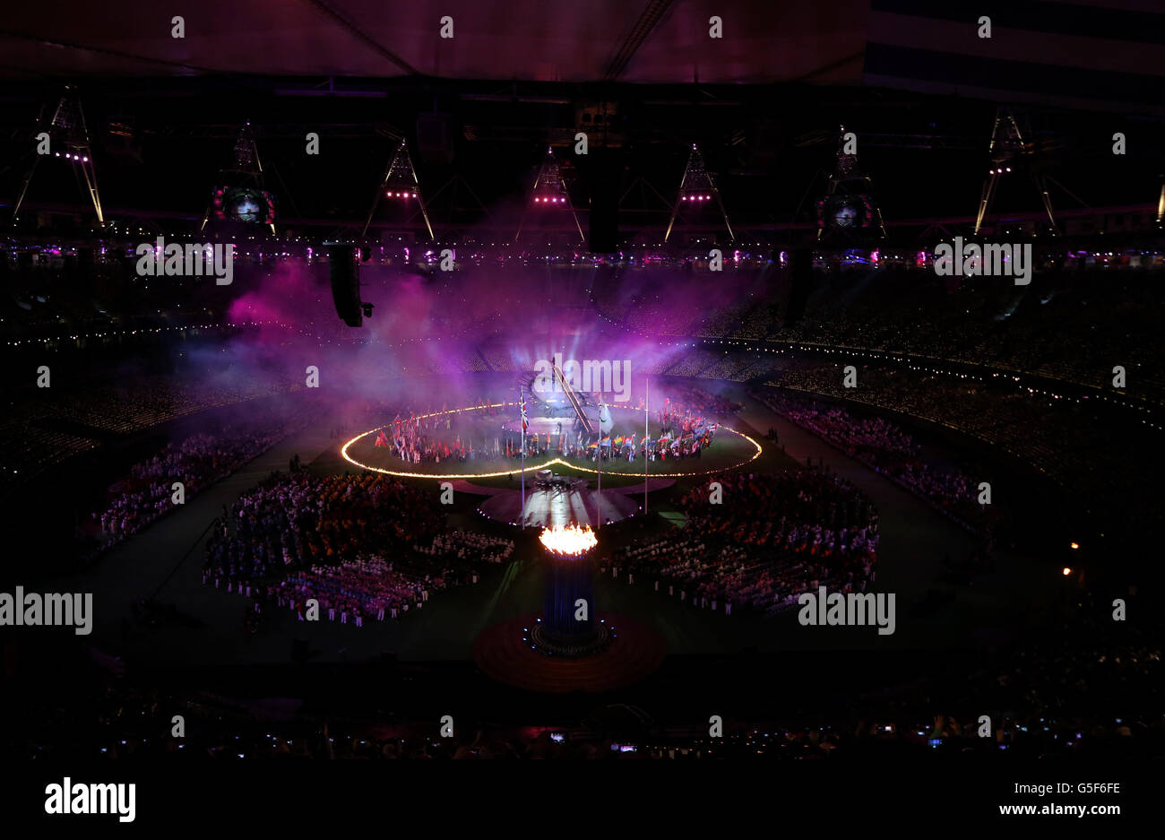 London Paralympic Games - Day 11. A general view during the Paralympic Games closing Ceremony at the Olympic Stadium, London. Stock Photo