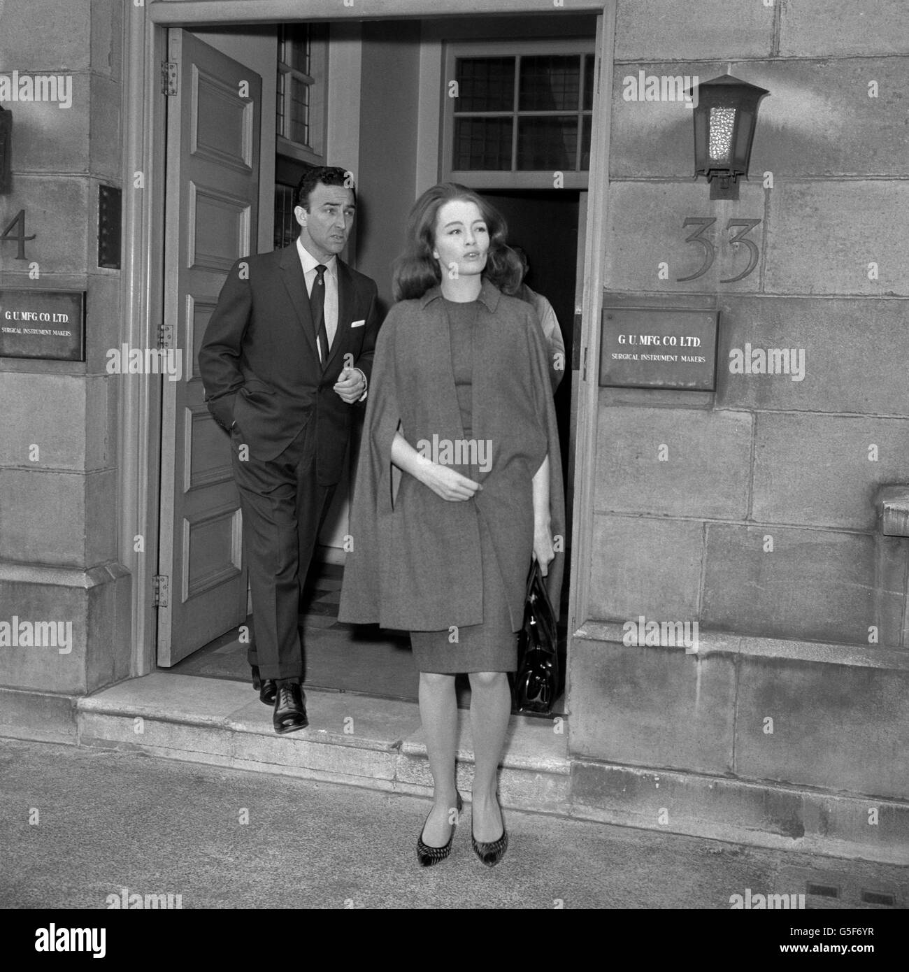 Miss Christine Keeler leaving a block of flats in Devonshire Street, London, when the trial of Dr. Stephen Ward on vice charges was due to open at the Old Bailey. Stock Photo