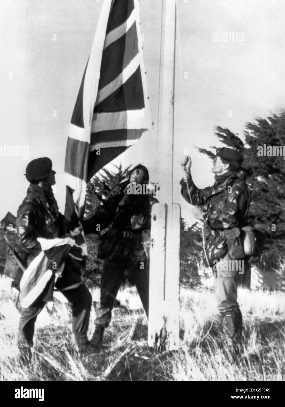 The Falklands War - The Royal Navy - Royal Marine Commando - Falklands - 1982 Stock Photo