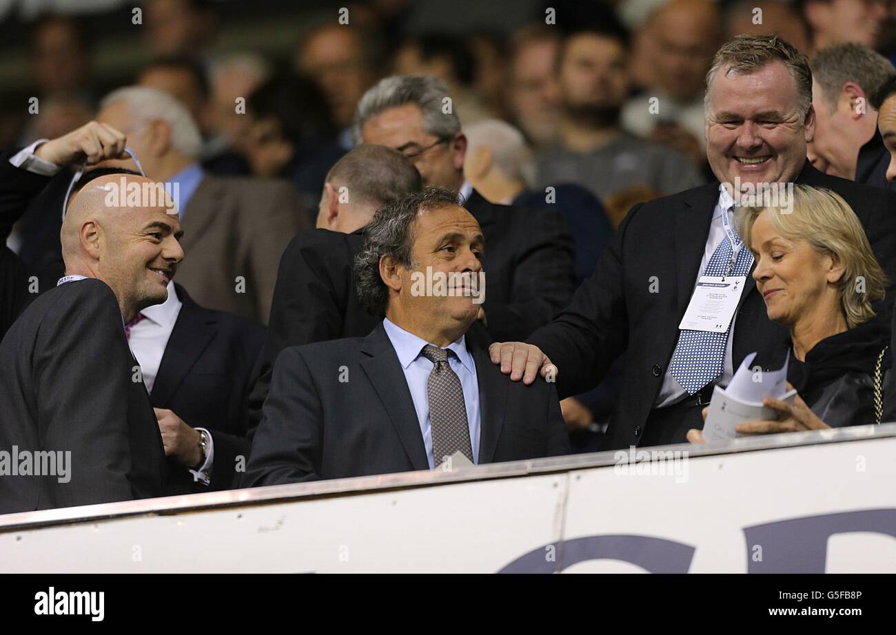 Uefa president michel platini in the during the europa league hires