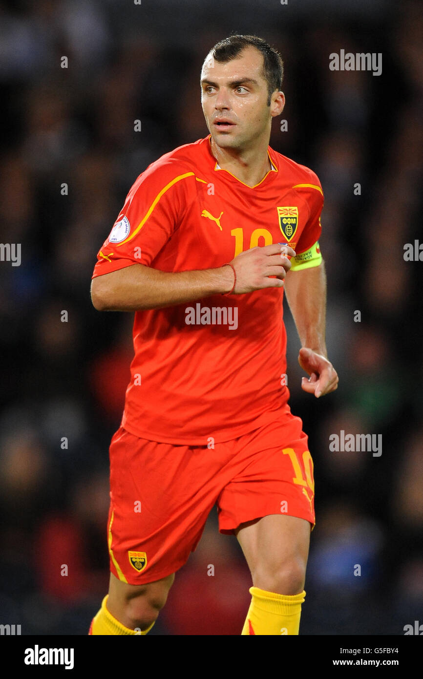 Soccer - FIFA World Cup 2014 Qualifier - Europe Group A - Scotland v Macedonia - Hampden Park. Goran Pandev, Macedonia Stock Photo