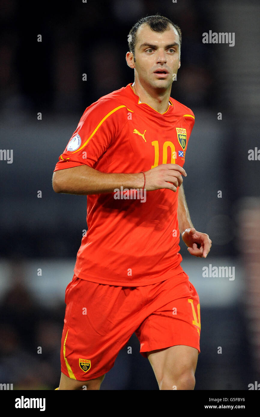 Soccer - FIFA World Cup 2014 Qualifier - Europe Group A - Scotland v Macedonia - Hampden Park. Goran Pandev, Macedonia Stock Photo