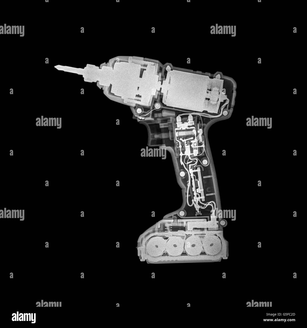 x-ray of a wireless drill Stock Photo