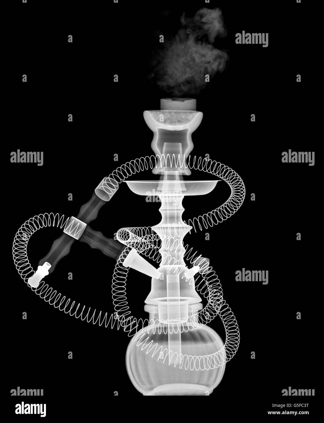 Hookah (Mid eastern waterpipe) under x-ray Stock Photo