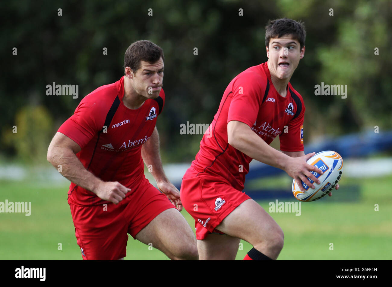 Edinburgh rugbys harry leonard during the training session at