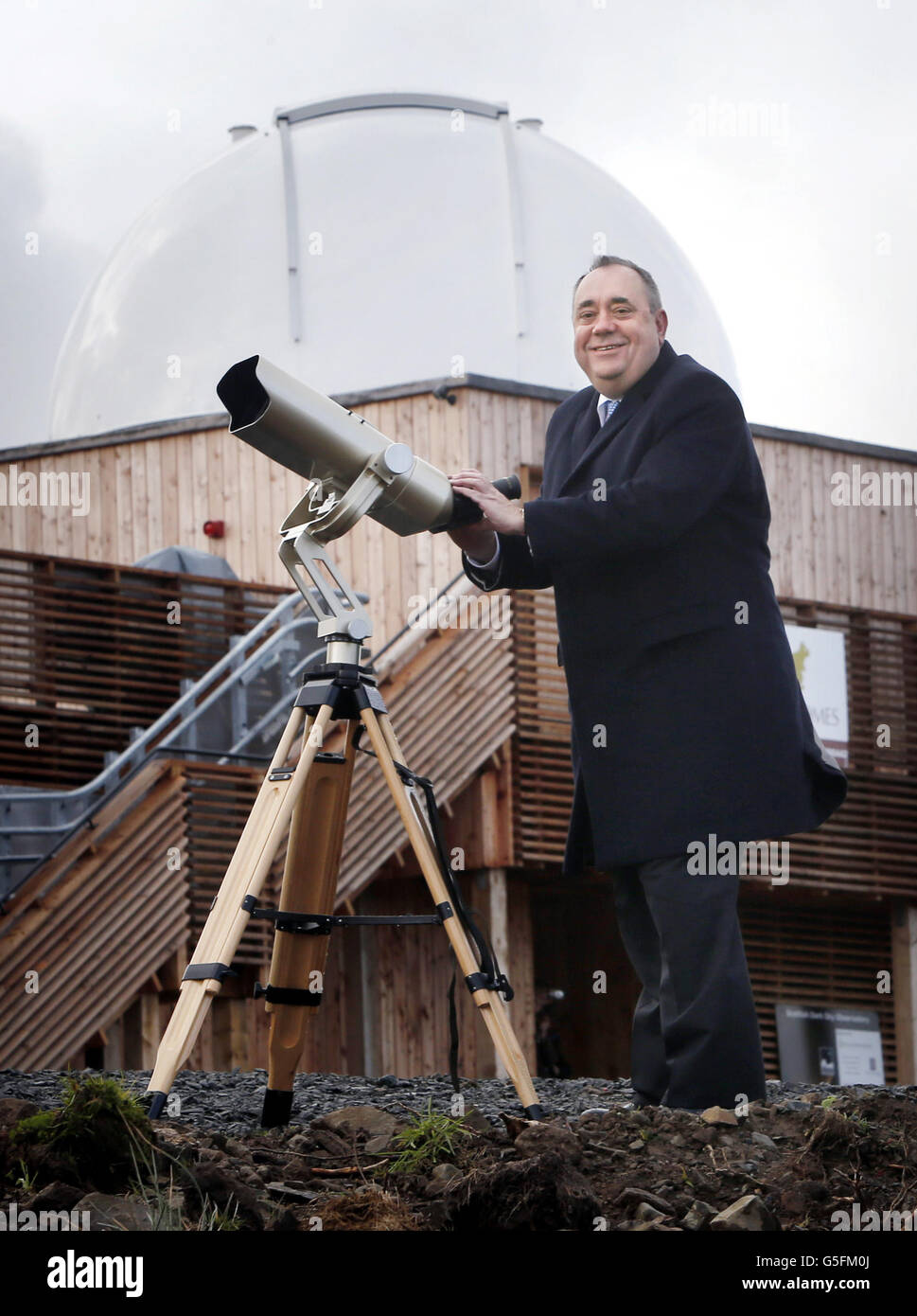First Minister Alex Salmond during the official opening of The Scottish Dark Sky Observatory in Ayrshire, Scotland. Stock Photo