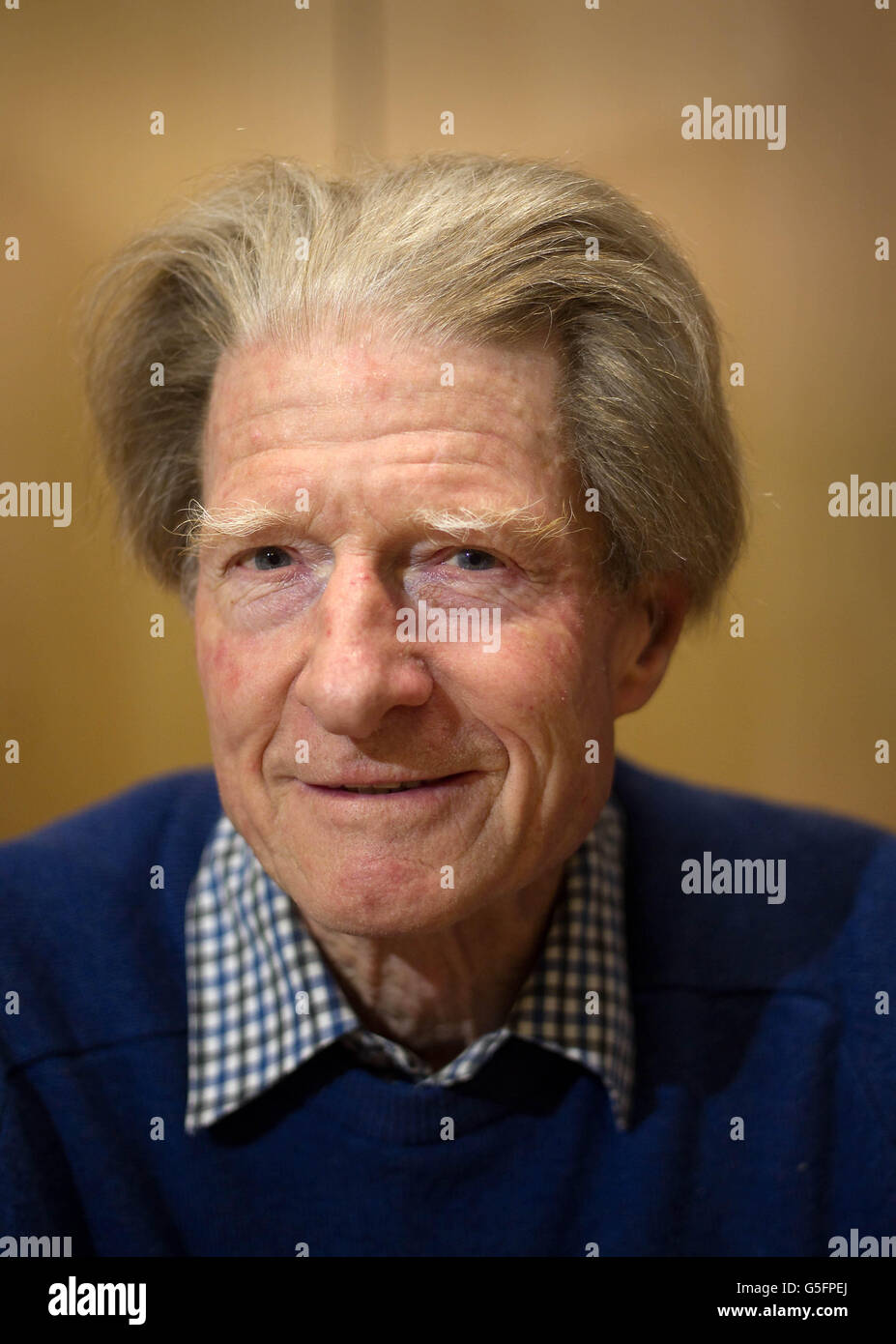Sir John Gurdon at a press conference in central London after the announcement that he has been awarded the Nobel Prize for Medicine which he shares with a leading Japanese stem cell scientist. Stock Photo