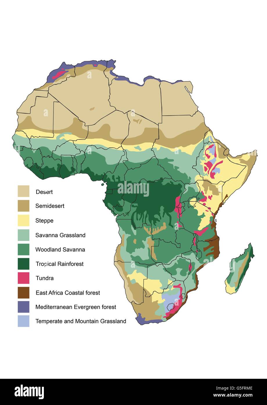 Vegetation map of Africa Stock Photo