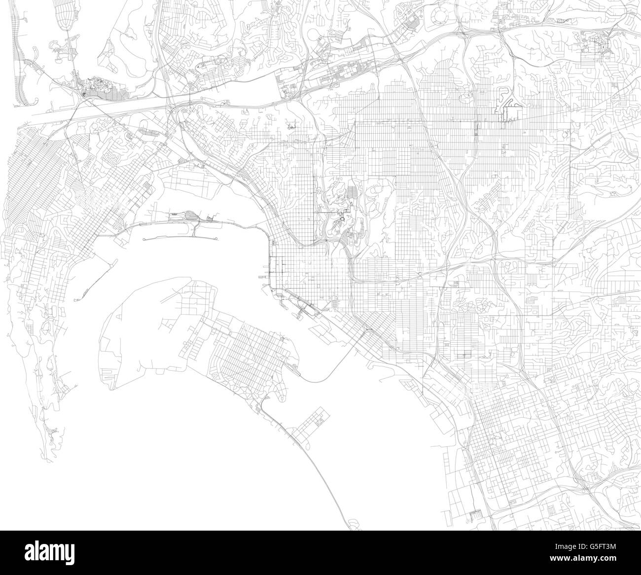 Map of San Diego, satellite view, streets and highways, US Stock Vector Image & Art Alamy