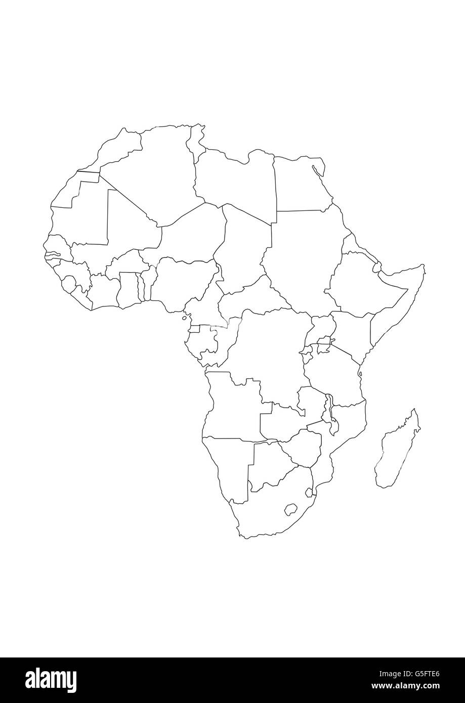 Map Of Africa White Map Of Africa Black And White Stock Photos & Images - Alamy