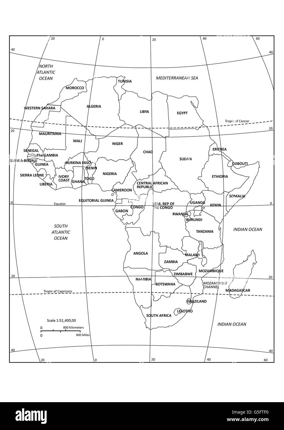 Map of Africa Stock Photo