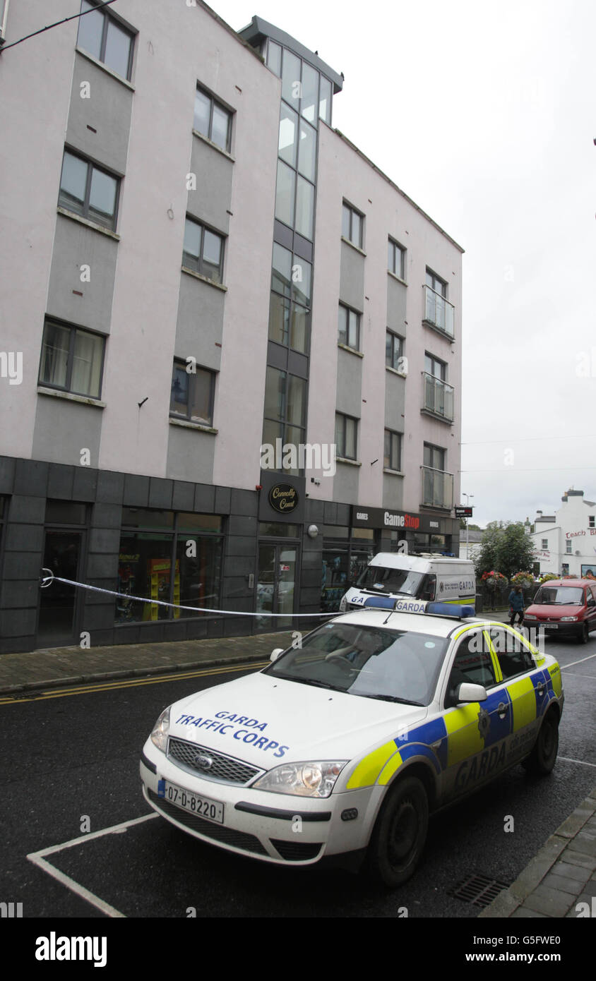 Murder probe after man stabbed. Police at the scene of a fatal stabbing in Cavan town, as Gardai are expected to launch a murder probe. Stock Photo