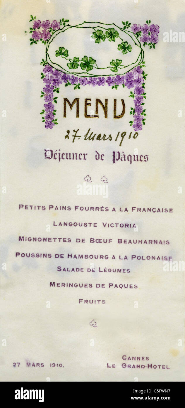 1910s menu hi-res stock photography and images - Alamy