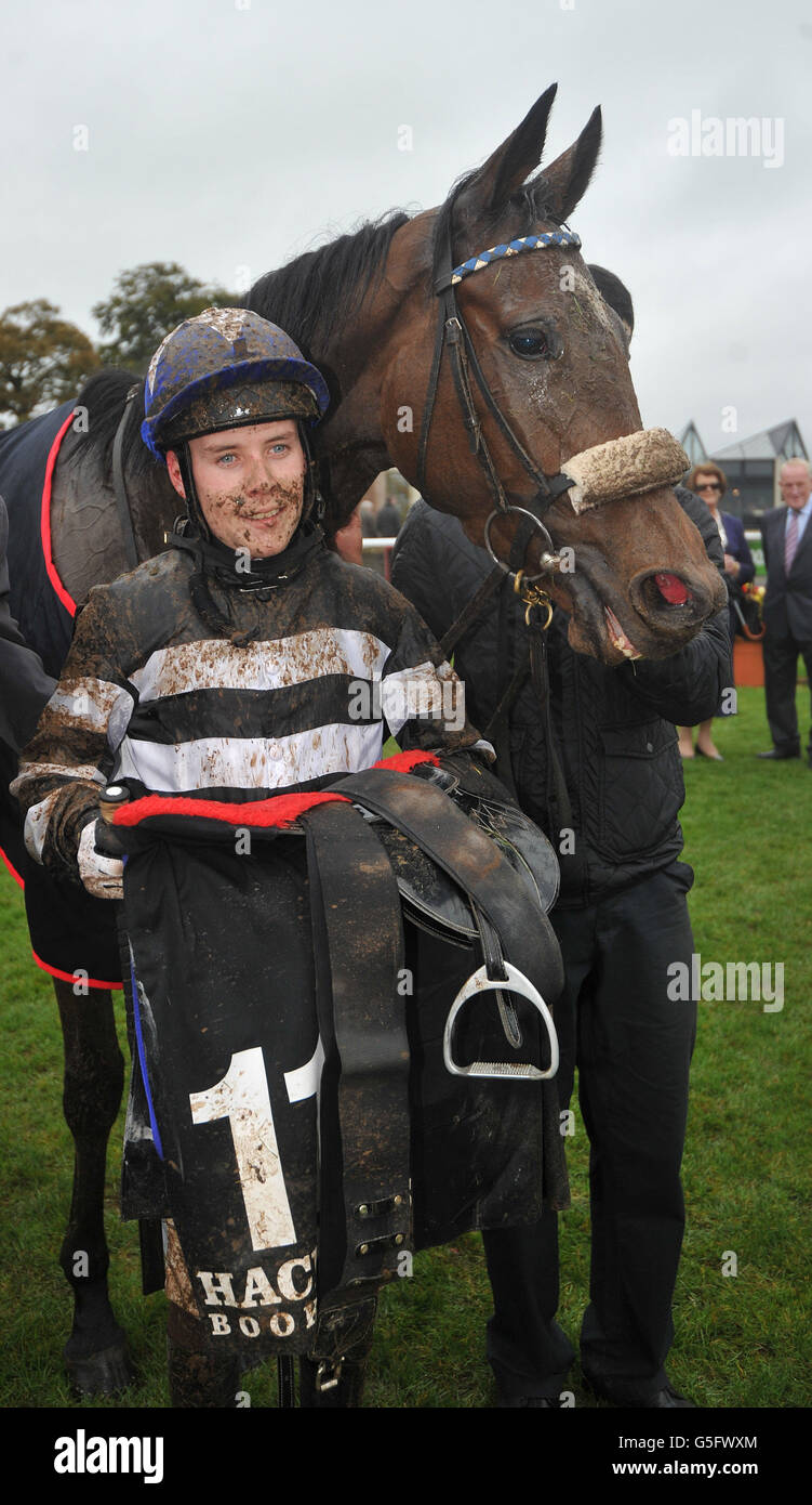 Jockey Leigh Roche with Voleuse De Coeurs in the winners enclosure ...