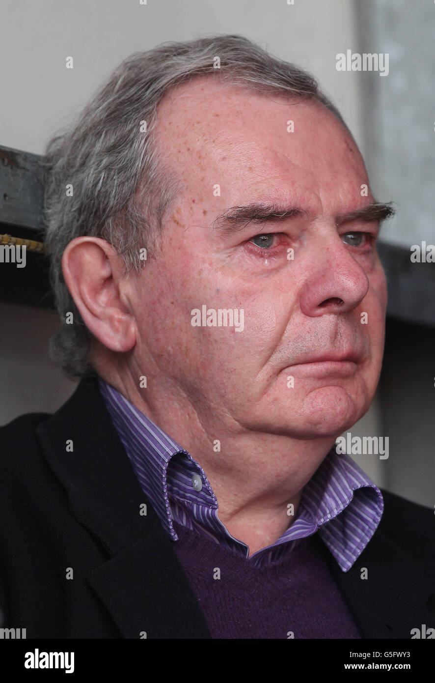 Bankrupt businessman Sean Quinn becomes emotional during a rally in support of Quinn and his family in Ballyconnell, Co Cavan. Stock Photo