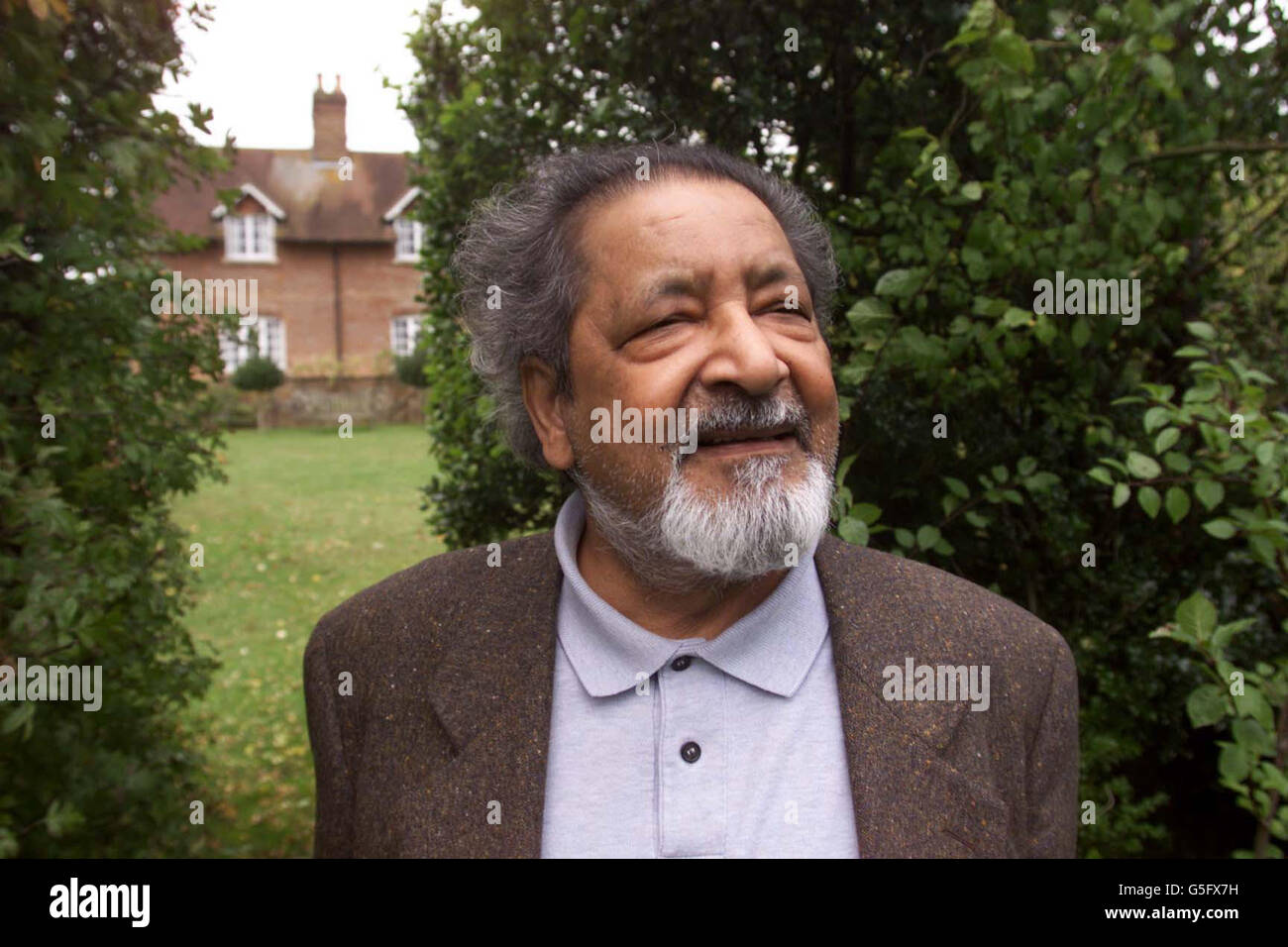British author V.S. Naipaul at his home near Salisbury, Wiltshire after it was announced that he has been awarded the Nobel Prize for Literature. * ..... The 69-year-old, Trinidad-born writer landed the award for "having united perceptive narrative and incorruptible scrutiny in works that compel us to see the presence of suppressed histories", according to the prize academy. Stock Photo