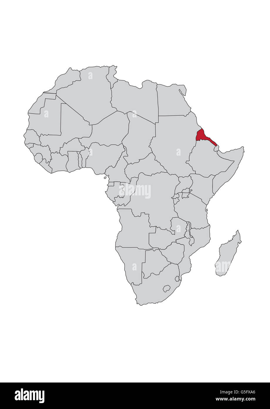 Map of Africa, Eritrea Stock Photo