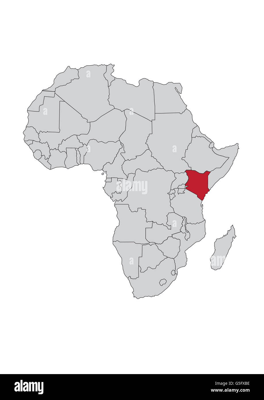 Map of Africa, Kenya Stock Photo