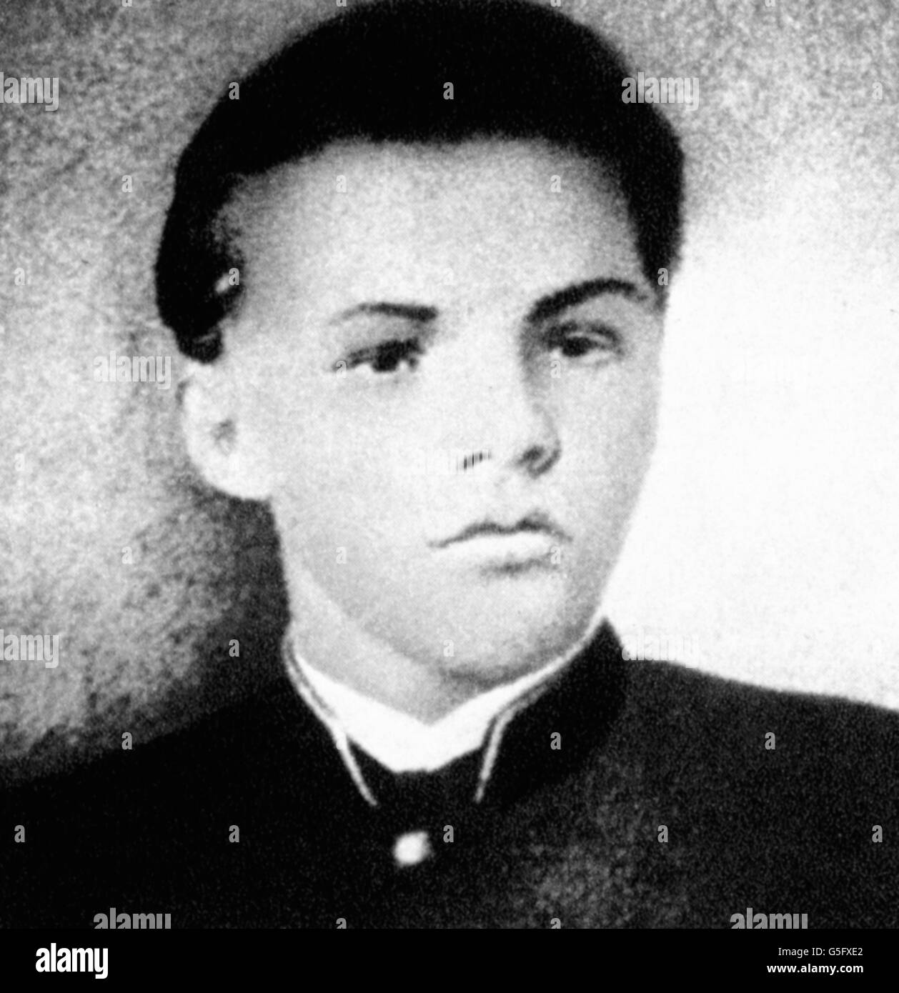 Lenin (Vladimir Ilyich Ulyanov), 22.4.1870 - 21.1.1924, Russian politician, portrait, as pupil of the Uljanovsk, grammar school, circa 1885, Stock Photo
