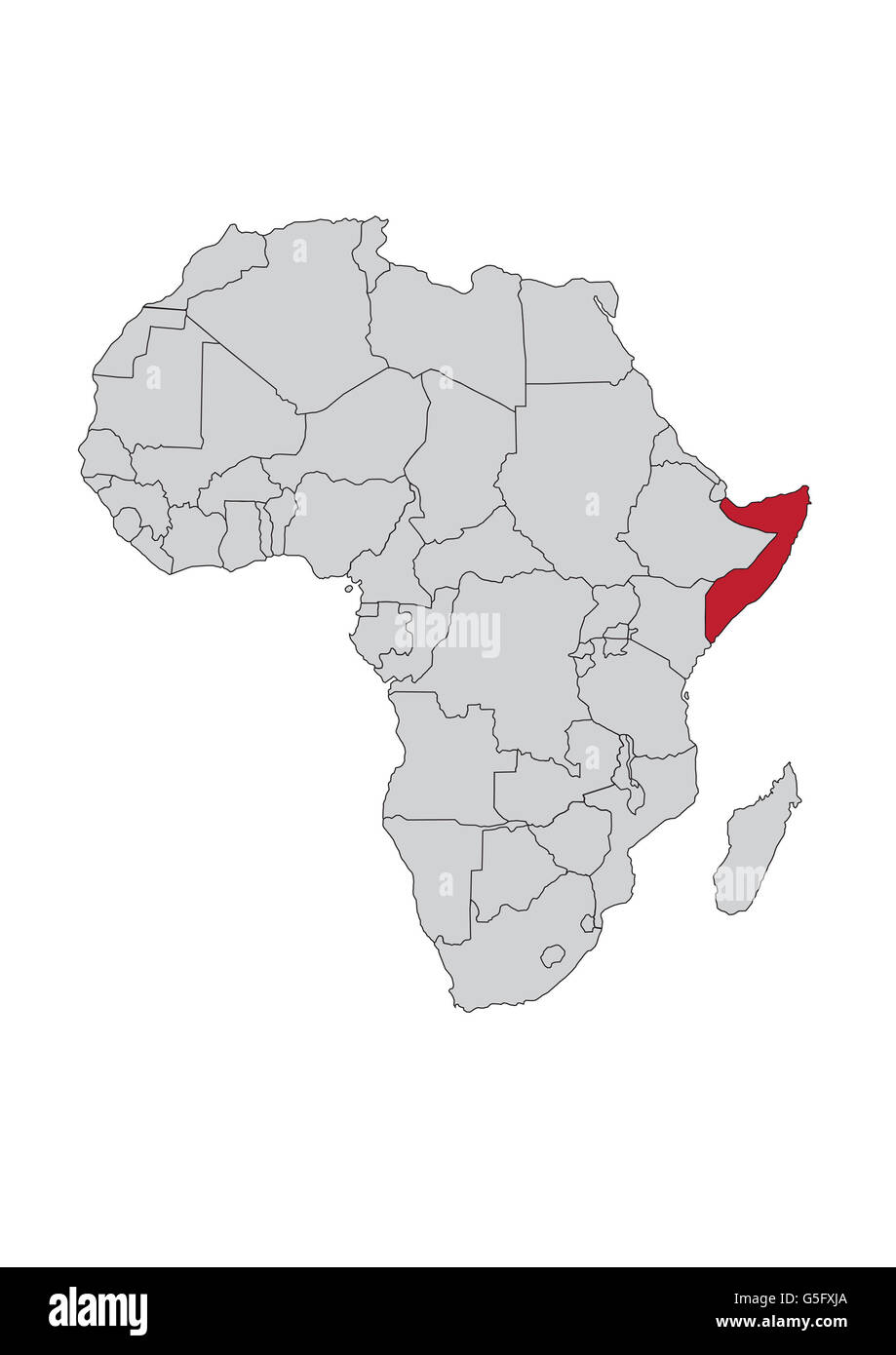 Somalia On Map Of Africa Map Of Africa, Somalia Stock Photo - Alamy