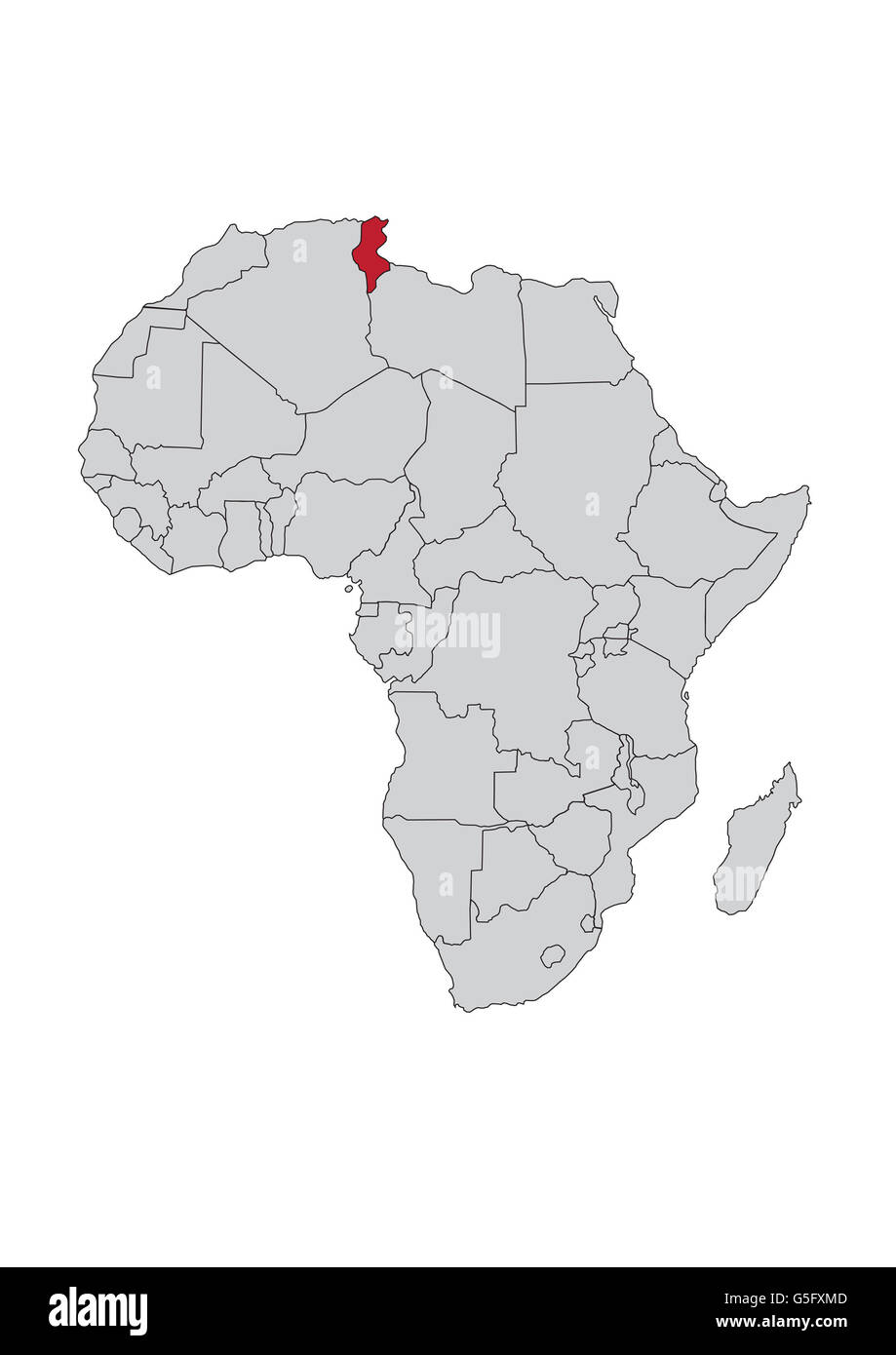 Tunisia On Map Of Africa Map Africa Tunisia High Resolution Stock Photography And Images - Alamy