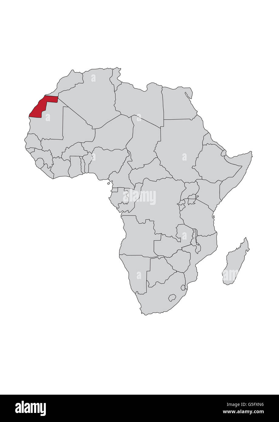 Map of Africa, Western Sahara Stock Photo
