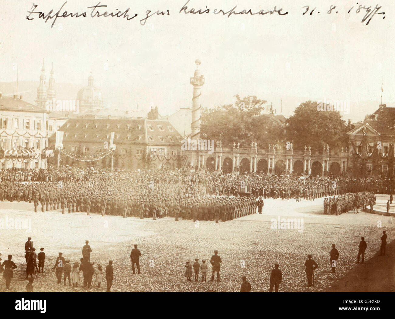 military, Germany, Bavaria, military tattoo after the Emperor's Parade, Wuerzburg, 31.8.1897, Additional-Rights-Clearences-Not Available Stock Photo