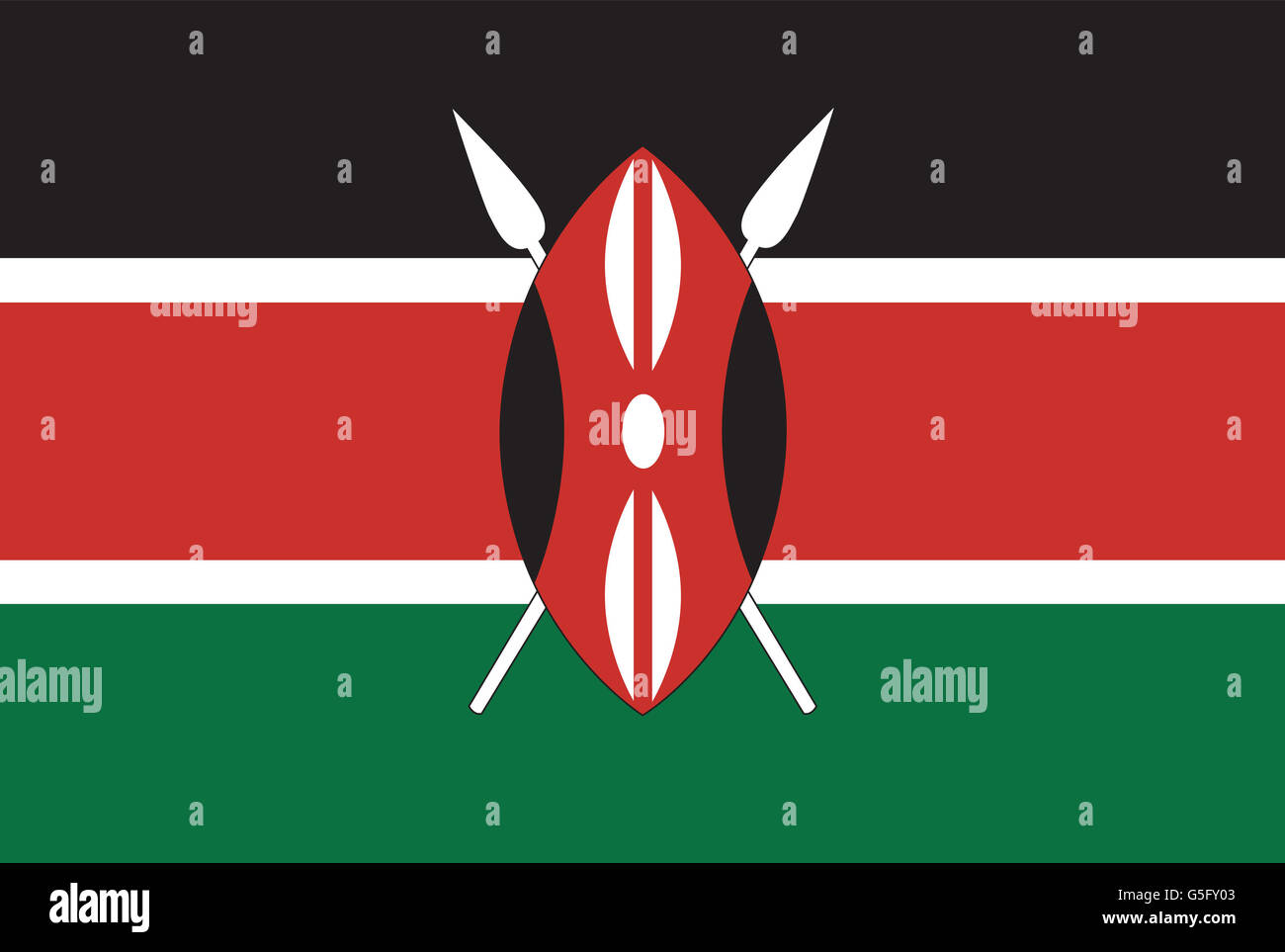 National Flag of Kenya. Stock Photo
