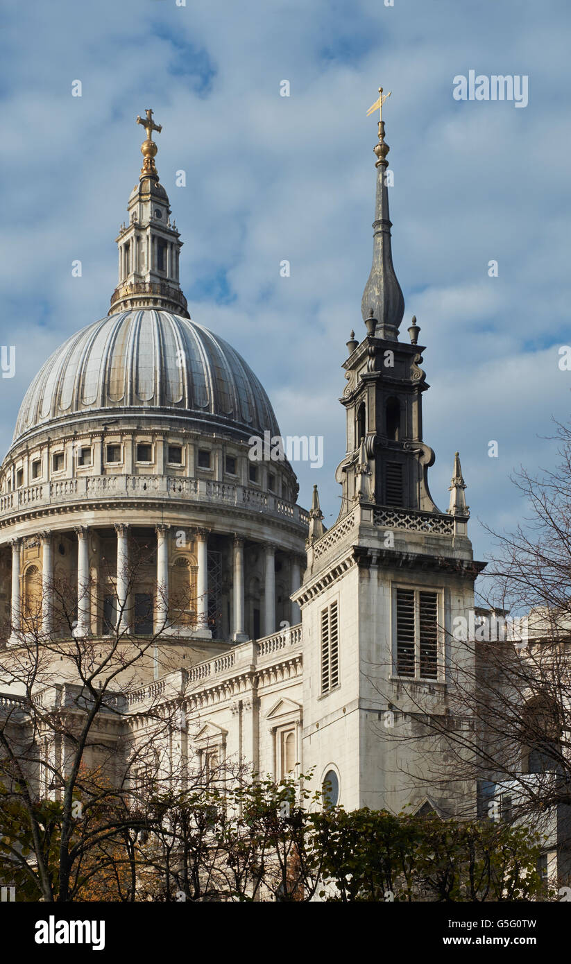 St Augustine's, church, London; with dome of St Paul's Stock Photo