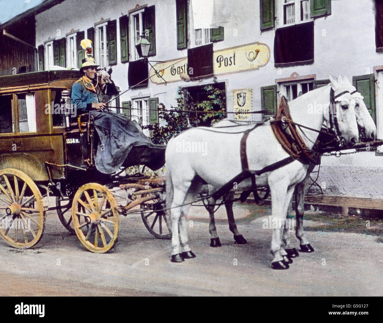 Die Post ist da. Traditional mail coach. Bavaria, history, historical ...