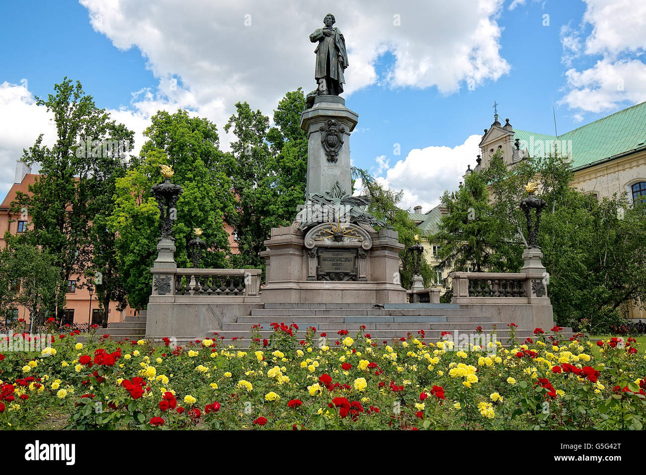 Monument to the Polish poet Adam Mickiewicz in Warsaw Stock Photo