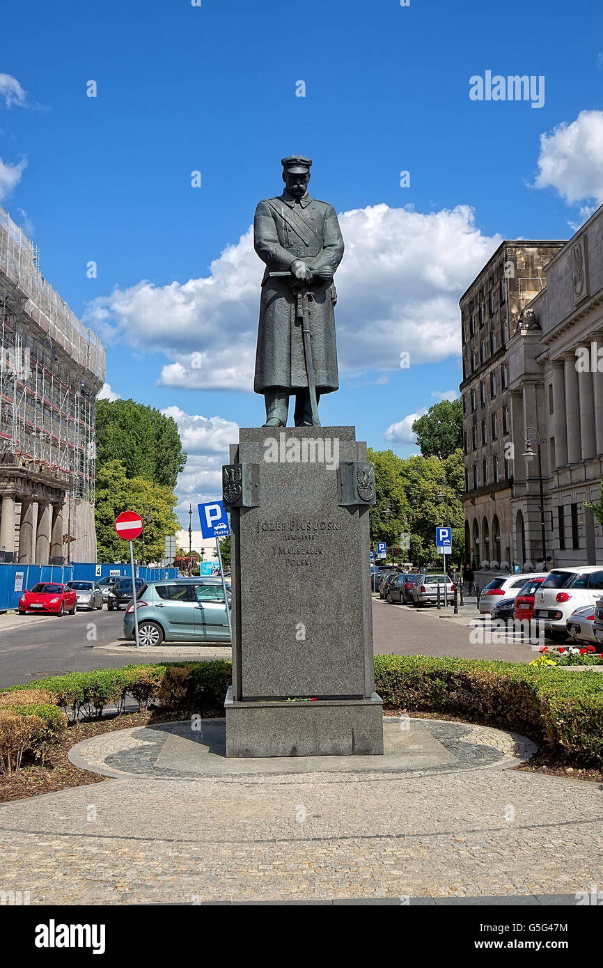 Monument to Polish Marshal Jozef Pilsudski in Warsaw Stock Photo