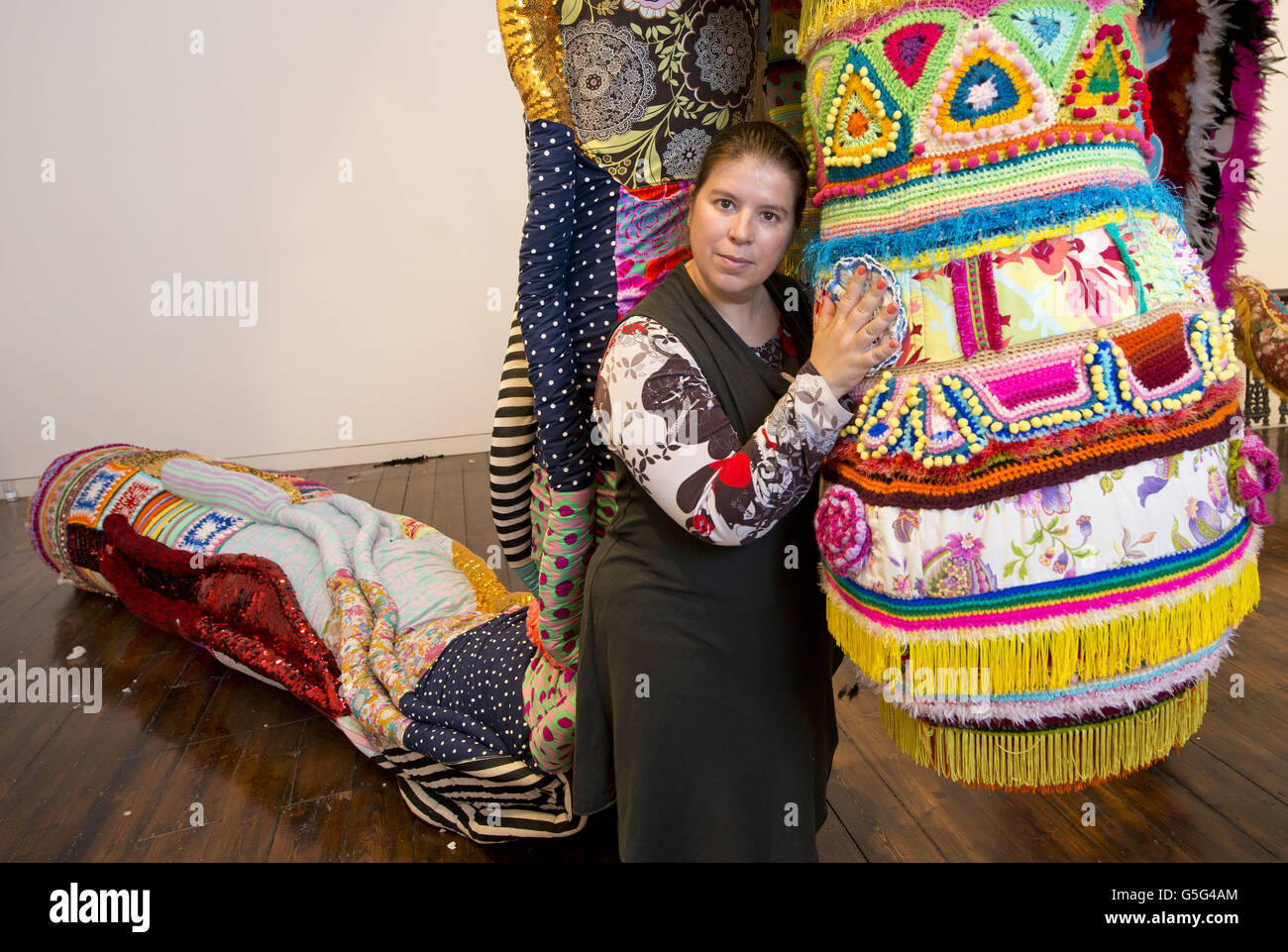 Portuguese artist Joana Vasconcelos pictured with her work 'Crown ...