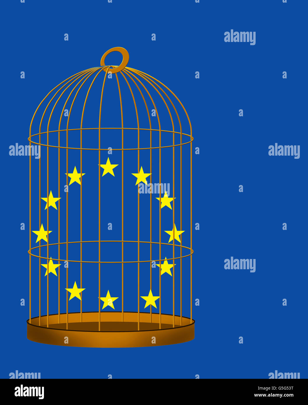 After the event. EU UK Brexit referendum - stay in, remain concept. Gilded cage. Eurosceptic. Stock Photo