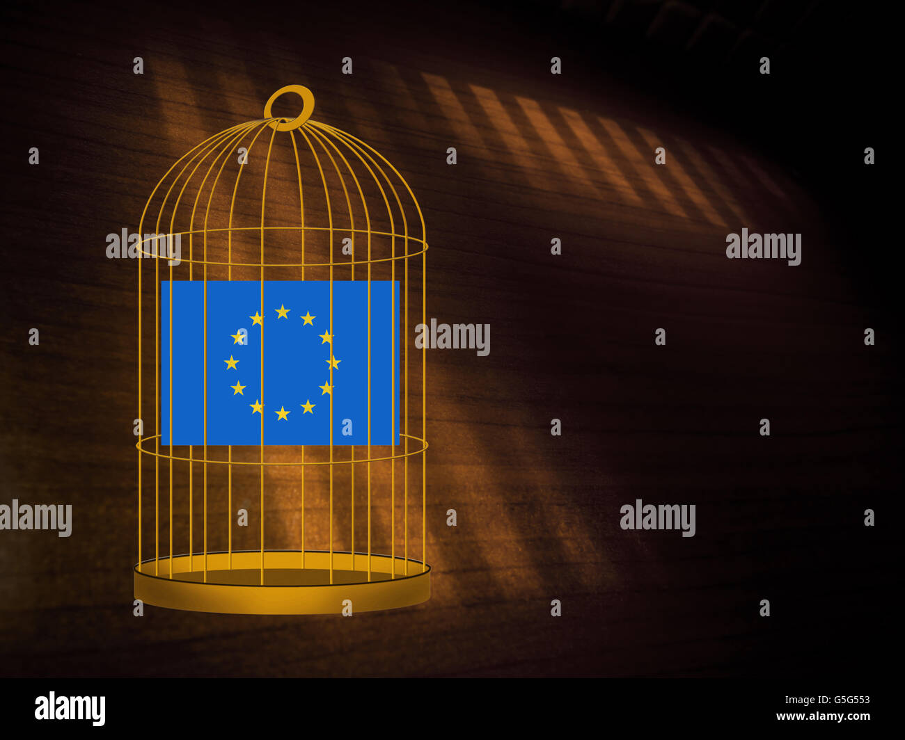 EU UK Brexit referendum - stay in, remain concept. Gilded cage. Eurosceptic. Stock Photo