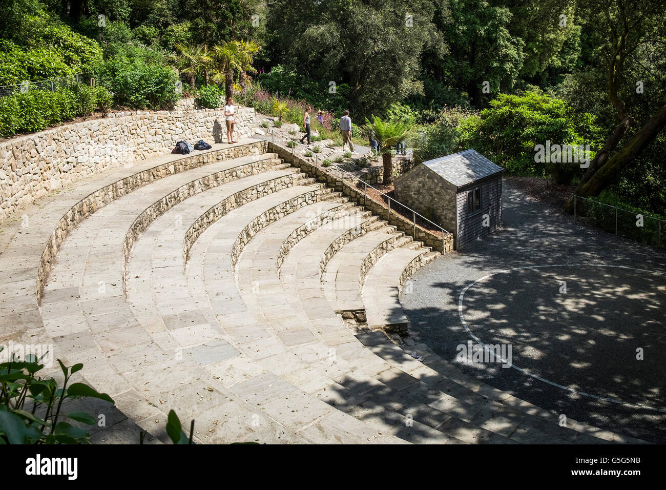 The amphitheatre in Trebah Garden in Cornwall. Stock Photo