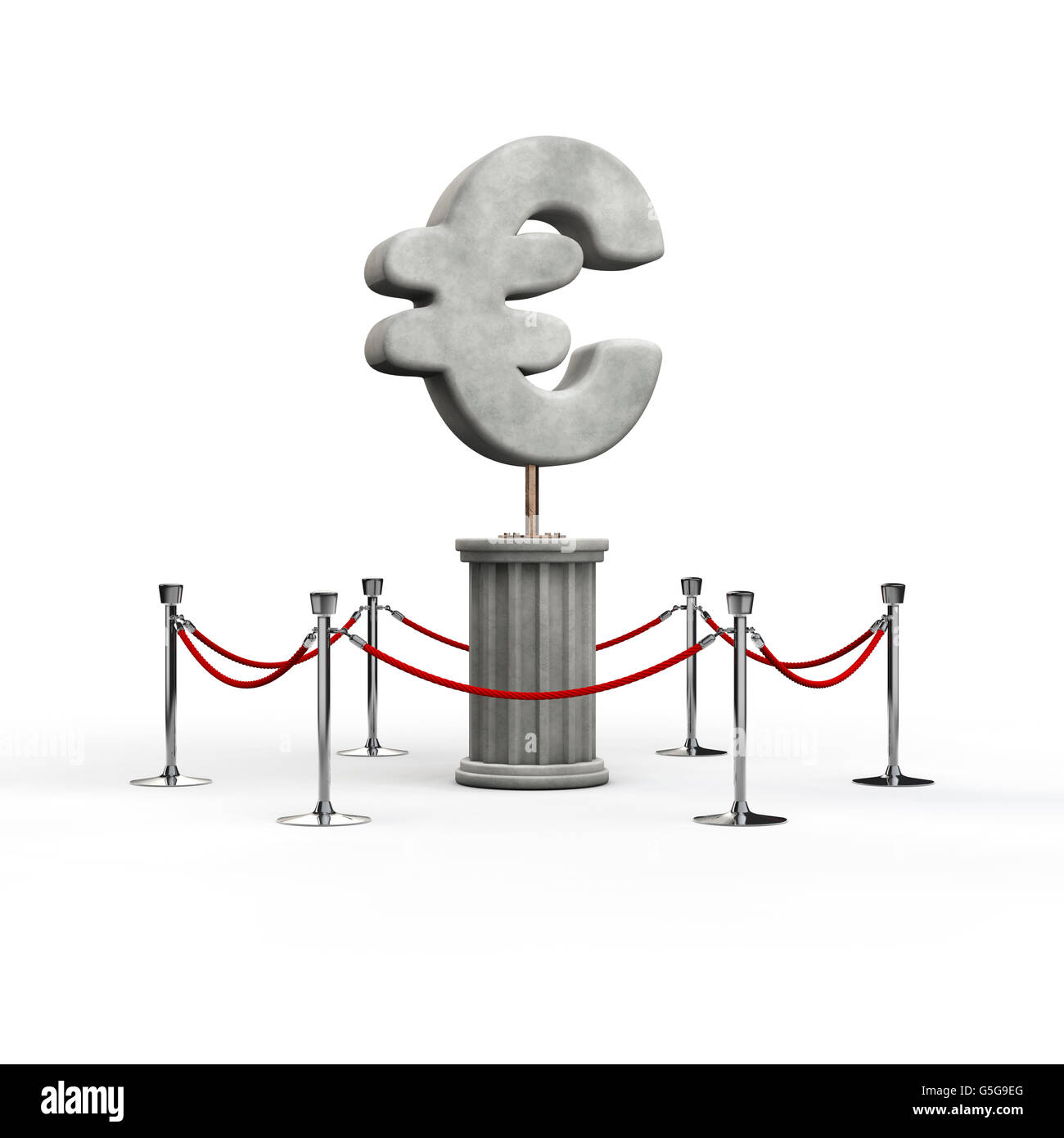 The euro exhibit / 3D illustration of euro symbol sculpture Stock Photo