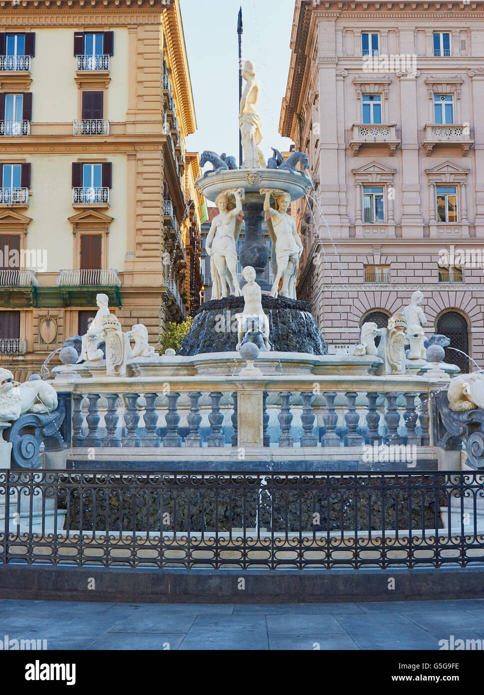 Fountain of Neptune (Fontana Del Nettuno) Piazza Municipio Naples Campania Italy Europe Stock Photo