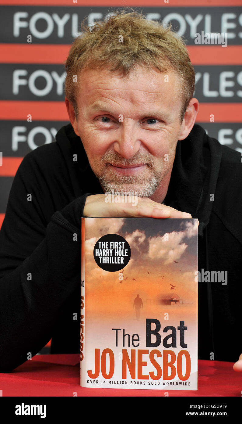 Norwegian author Jo Nesbo at Foyles bookshop in central London, to sign copies of his newest novel from the Harry Hole Detective series entitled 'The Bat'. Stock Photo