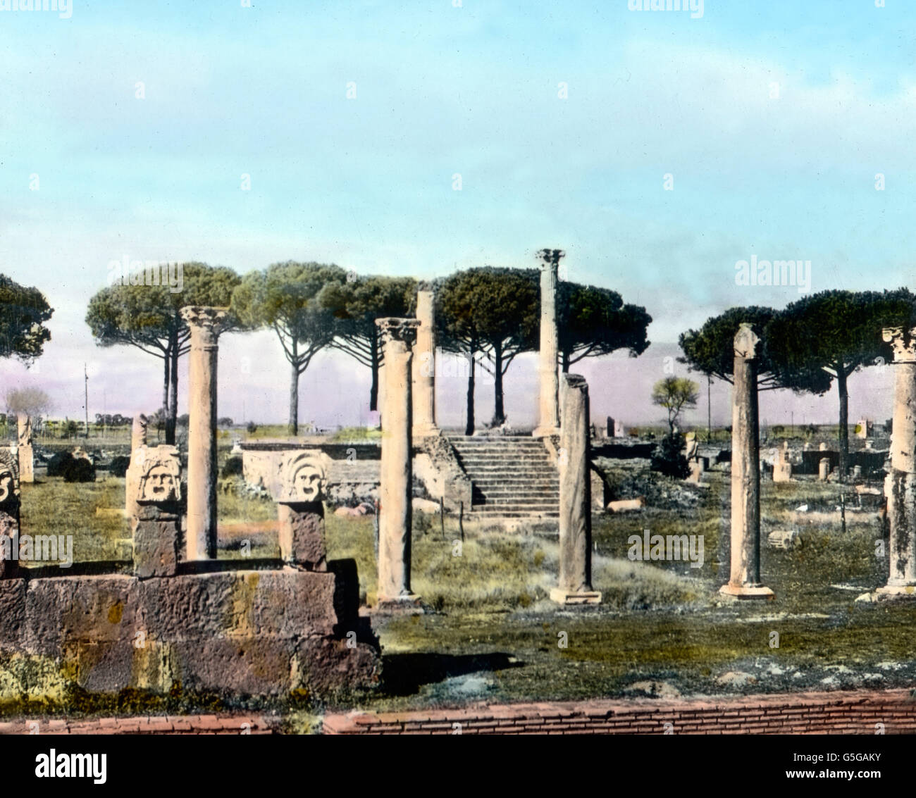 Ostia, Ruinenstätte. Remains of the old Roman harbor city of Ostia
