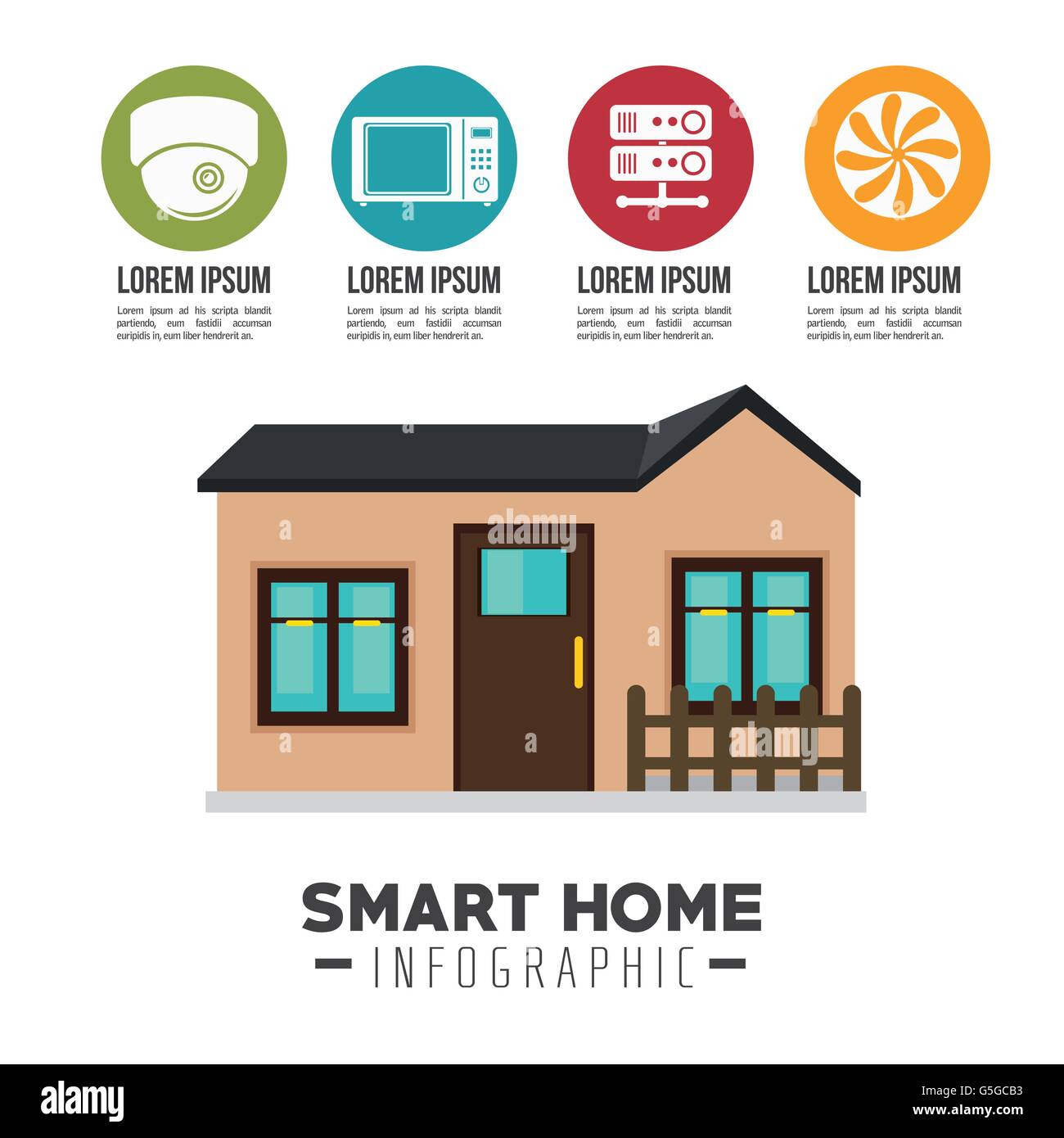smart house and its applications isolated icon design Stock Vector ...