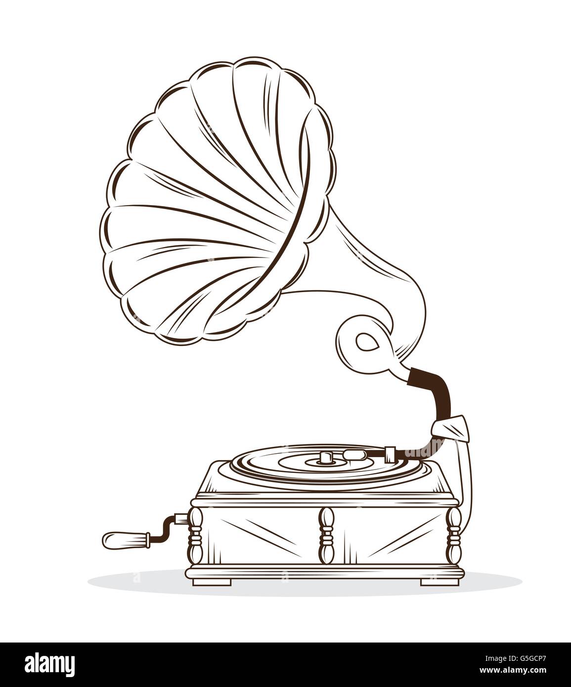 Gramophone drawing  How to draw Gramophone simply step by step  Music  instruments drawing  YouTube