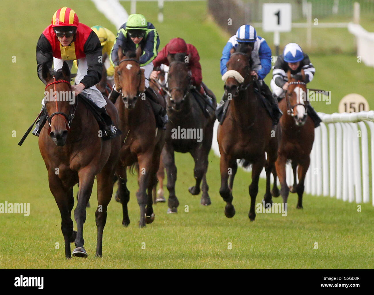 Viztoria ridden by Johnny Murtagh wins The Anglesey Lodge Equine Hospital Blenheim Stakes during Juddmonte Beresford Stakes/Irish Pony Club Day at Curragh Racecourse, Curragh. Stock Photo