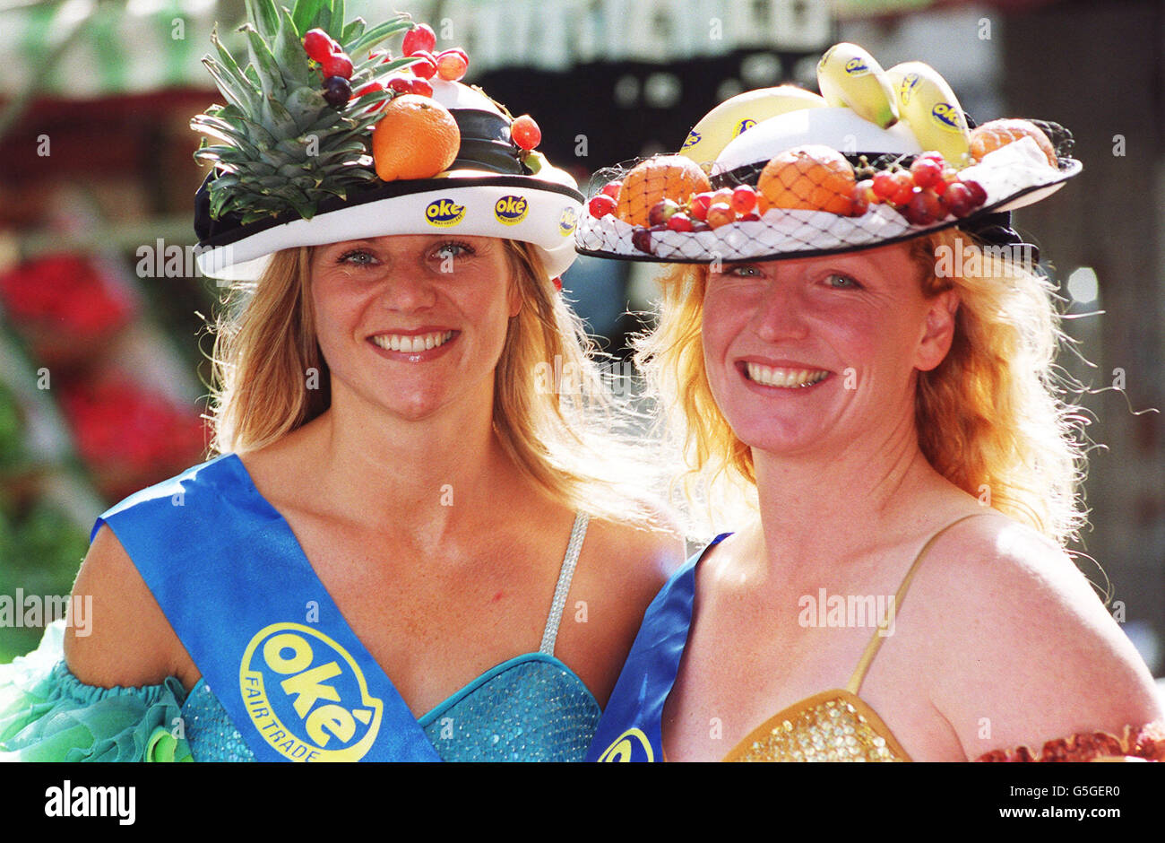 Charlie Dimmock With A Selection Of Fairtrade Fruit Designed Headwear 