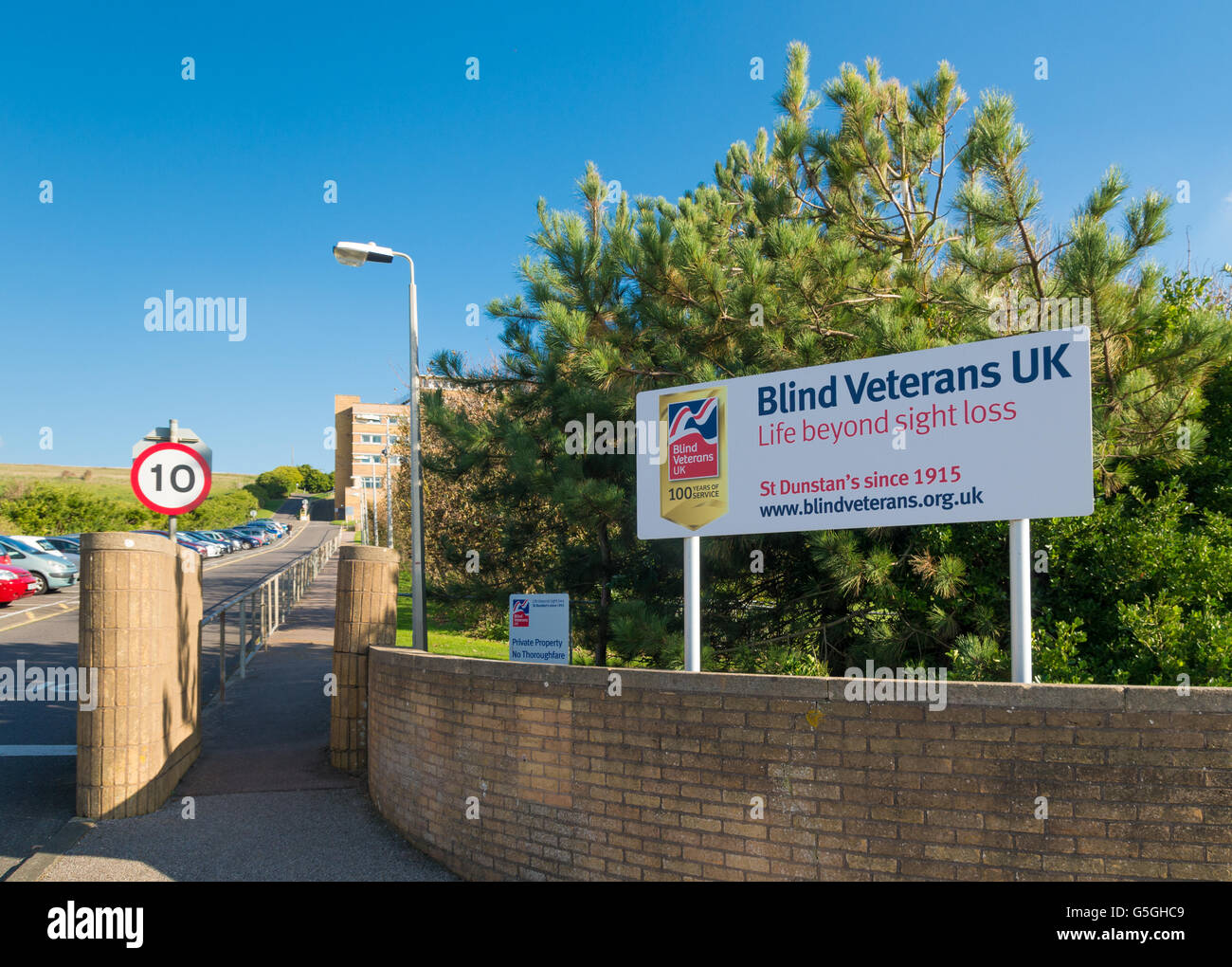 BRIGHTON, UK - OCTOBER 20, 2015: Blind veterans UK training, convalescent, care and holiday centre in Ovingdean, Brighton, opene Stock Photo