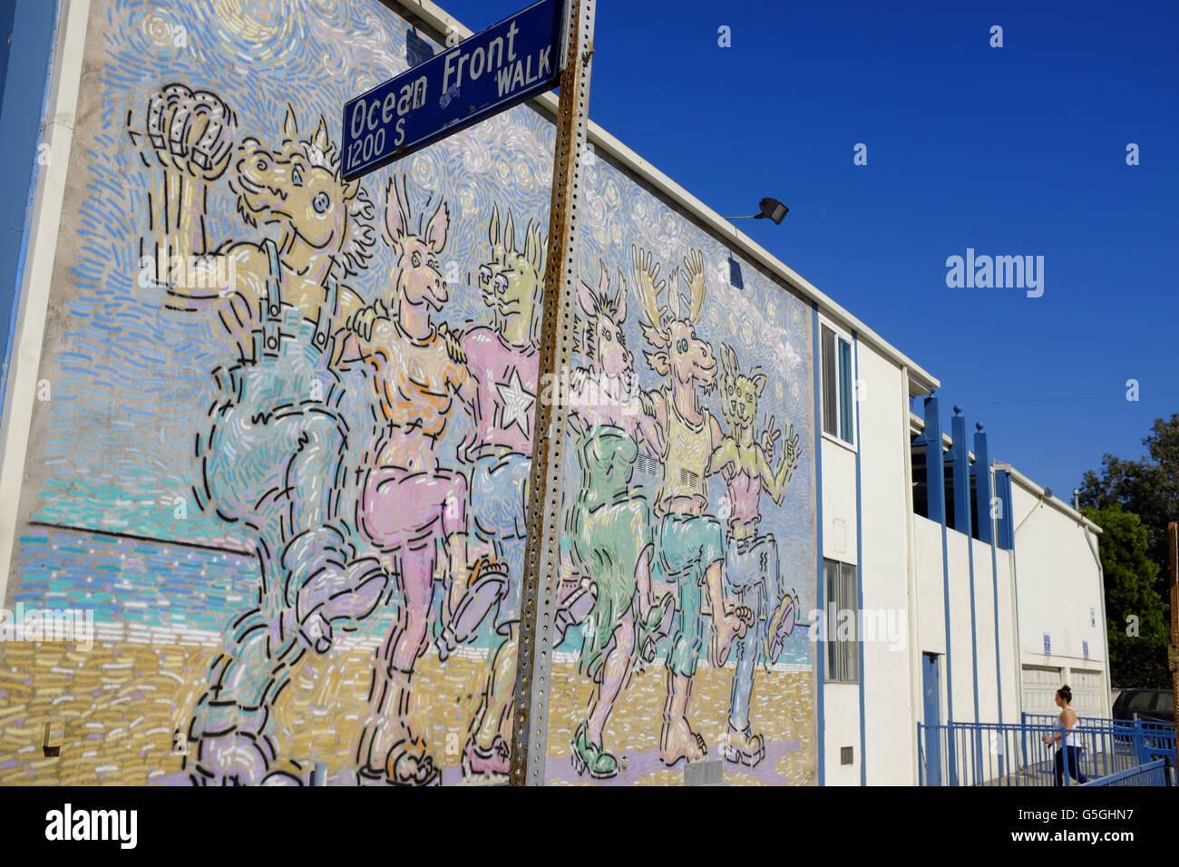 Venice Beach Murals and Graffiti Wall Art, Venice Beach, Los Angeles. Stock Photo